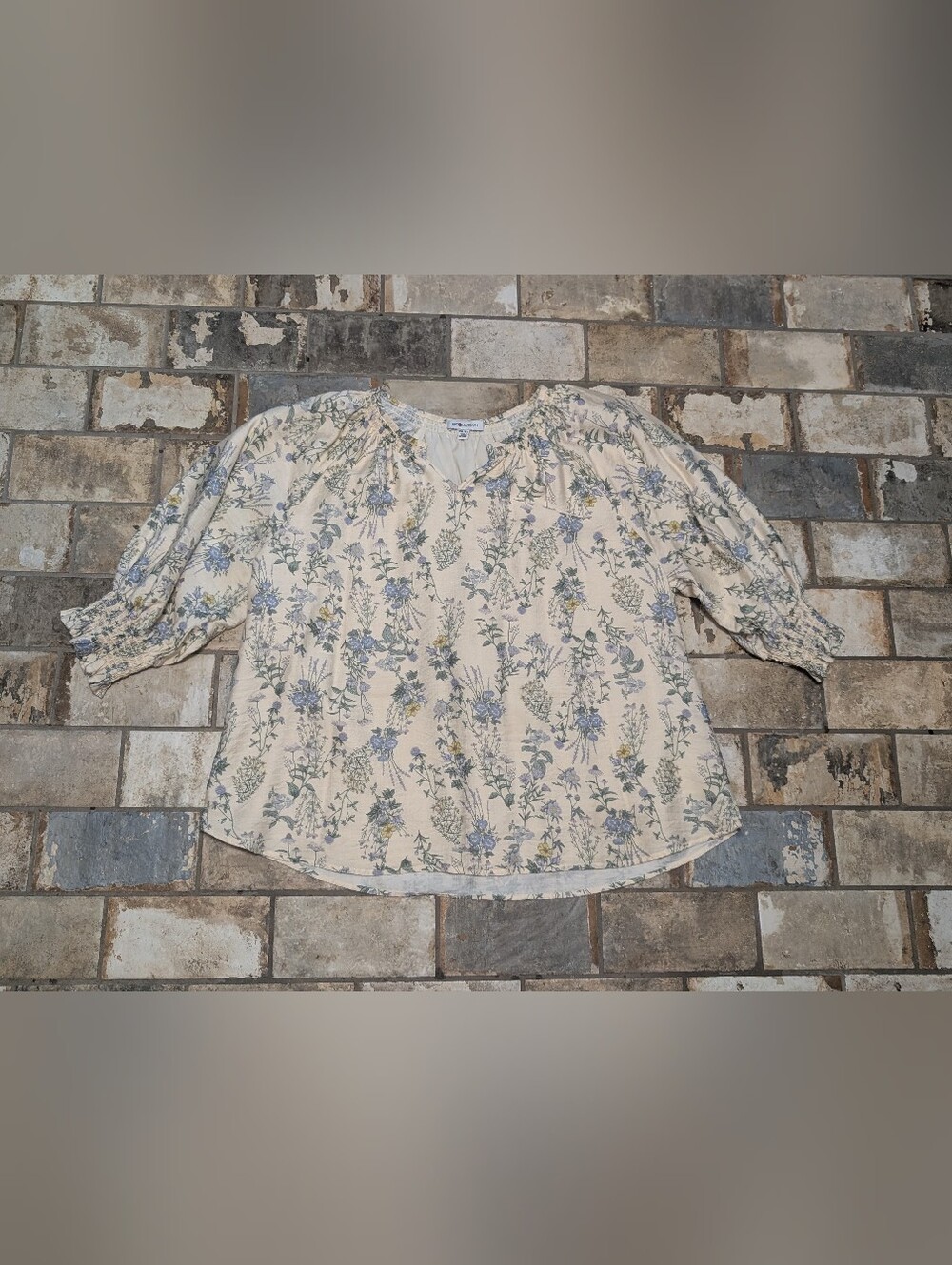 89th + Madison Cream Wildflower Cottagecore Peasant Blouse - Women's Size XXL